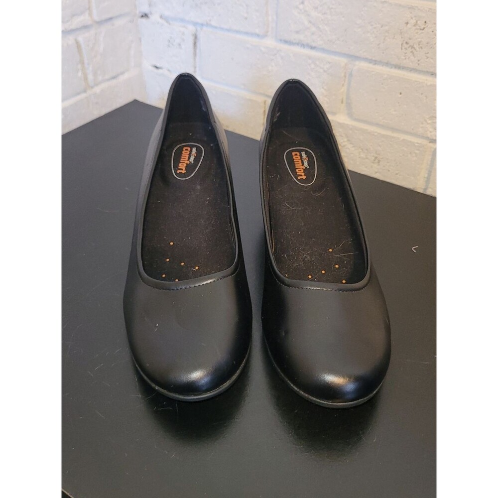 SafeStep Comfort Black Round Toe Pumps – Women’s Size 8 – Low Wedge Heel